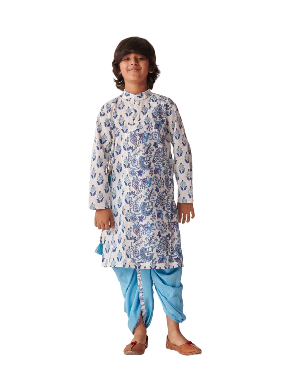 Pspeaches Boys Floral Printed Regular Kurta With Dhoti Pants (4-5Years)