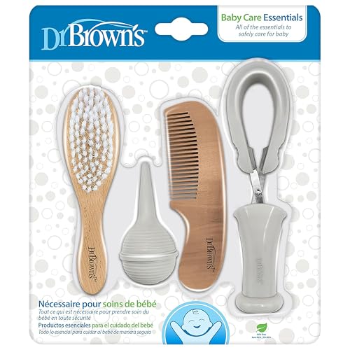 Dr. Brown’s Baby Care Essentials Kit, Nail Scissors with Case, Nasal Aspirator, Cradle Cap Brush and Comb, BPA-Free
