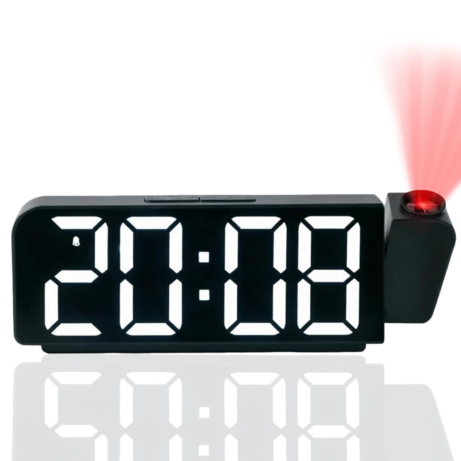 Tisaika Projection Alarm Clock Bedside 7.9'' LED Alarm Clocks with 180° Rotatable Projector Adjustable Brightness Temperature Date Snooze Night Mode Time Memory USB Clocks for Bedroom Home Office