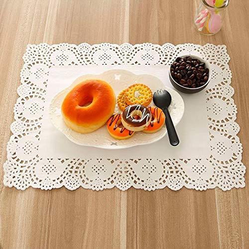 APSAMBR ® Paper Rectangle Doilies Cake Liner Table Mats (White, 8X12 Inch) 100 Pieces