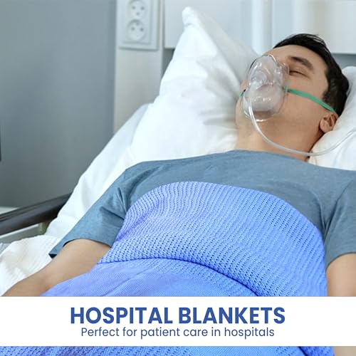 Linteum Textile Supply Blue Hospital Thermal Blanket 66x90 Inch 100% Cotton, Soft and Cozy, Breathable, Open-Cell Weave Design, All Season Twin Hospital Blanket (1-Pack) - Image 5