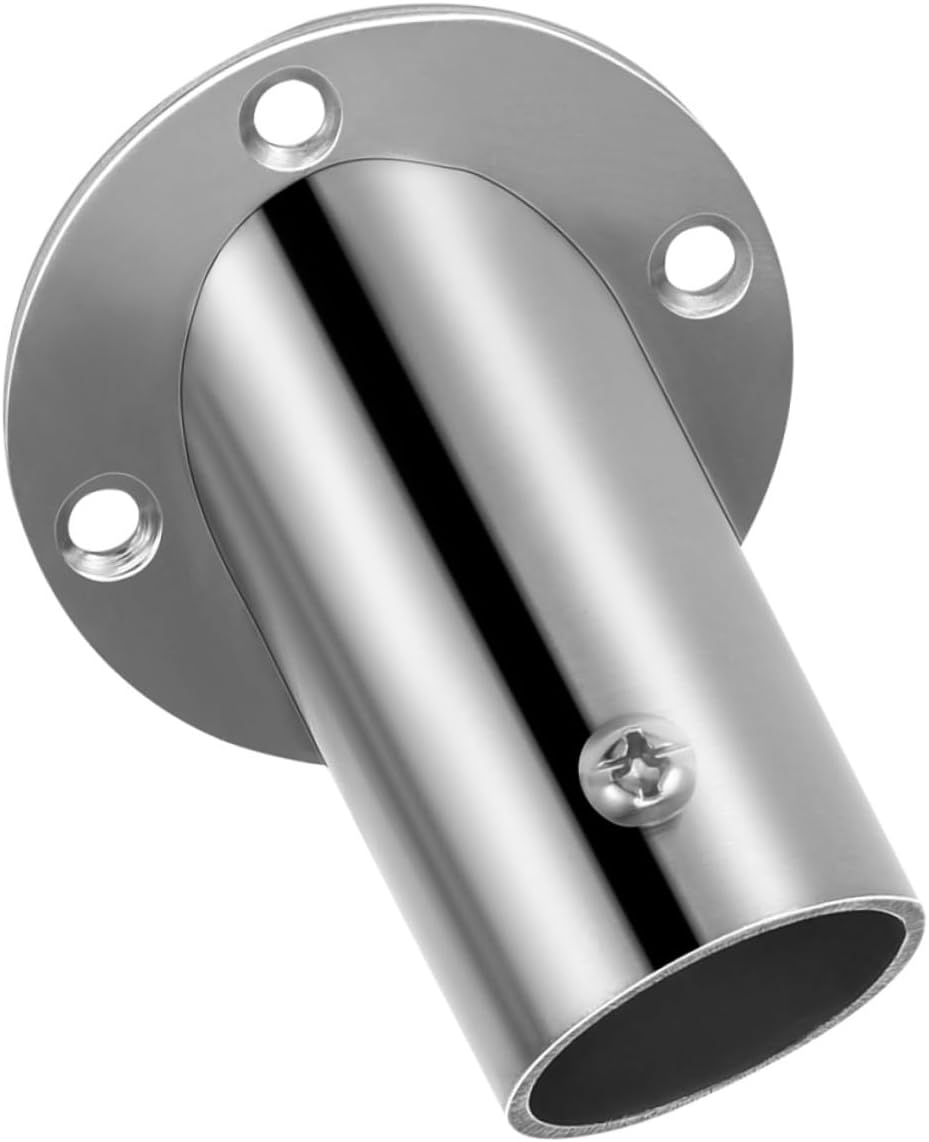 ORFOFE 4pcs Stainless Steel Shower Rod Holder Closet Pole Socket Towel Rod End Bracket Wall Mount