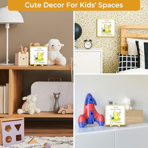 Woodamore Winnie Bear Pooh Gifts For Women - Desk Accessories For Men Boy, You\'re The Best Part Wood Sign Pooh Decor For Home Office Decorations