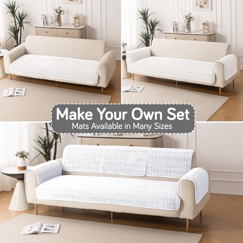 Image of HOKIPO 'Plush Haven' Premium Sofa Mat for 1 /2 /3 Seater & L Shape Sofa. Make Your Own Sofa Cover Set, Anti-Slip Mat Length 90(D) X 240(L) cm, White (AR-6288-WHT)