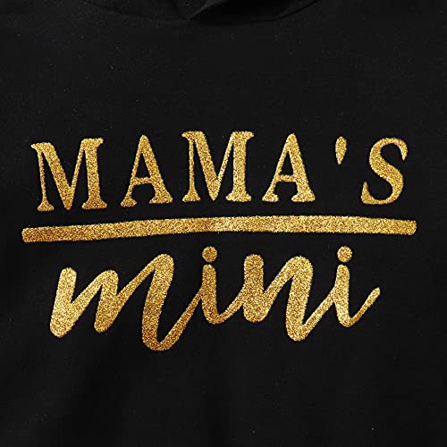 Sobowo Toddler Baby Girl Clothes Mama's Mini Floral Hoodie Top Floral Long Pants 2Pcs Fall Winter Outfits (Mama's Mini Black, 12-18 Months) #TOP1