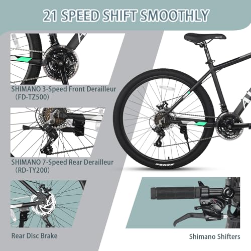 AVASTA AV300 26 27.5 inch Mountain Bike with 21-Speed, Aluminum Frame, Dual Disc Brake, Comfortable Saddle, Multiple Colors