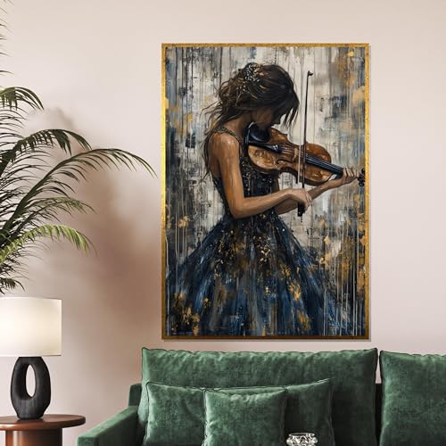 Tableau sur toile violoniste vibrant de passion pour amatrice de musique