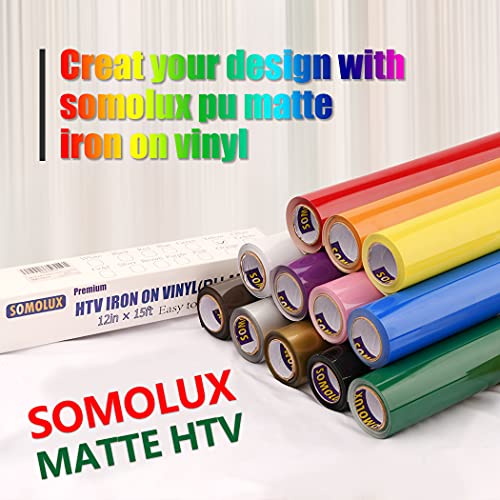 Somolux Htv Matte Purple Iron On Vinyl Compatible With Silhouette Easy To Cut & Weed Iron On Heat Transfer Vinyl Diy Heat Press Design For T-Shirts 12Inch X15Feet Roll #TOP4