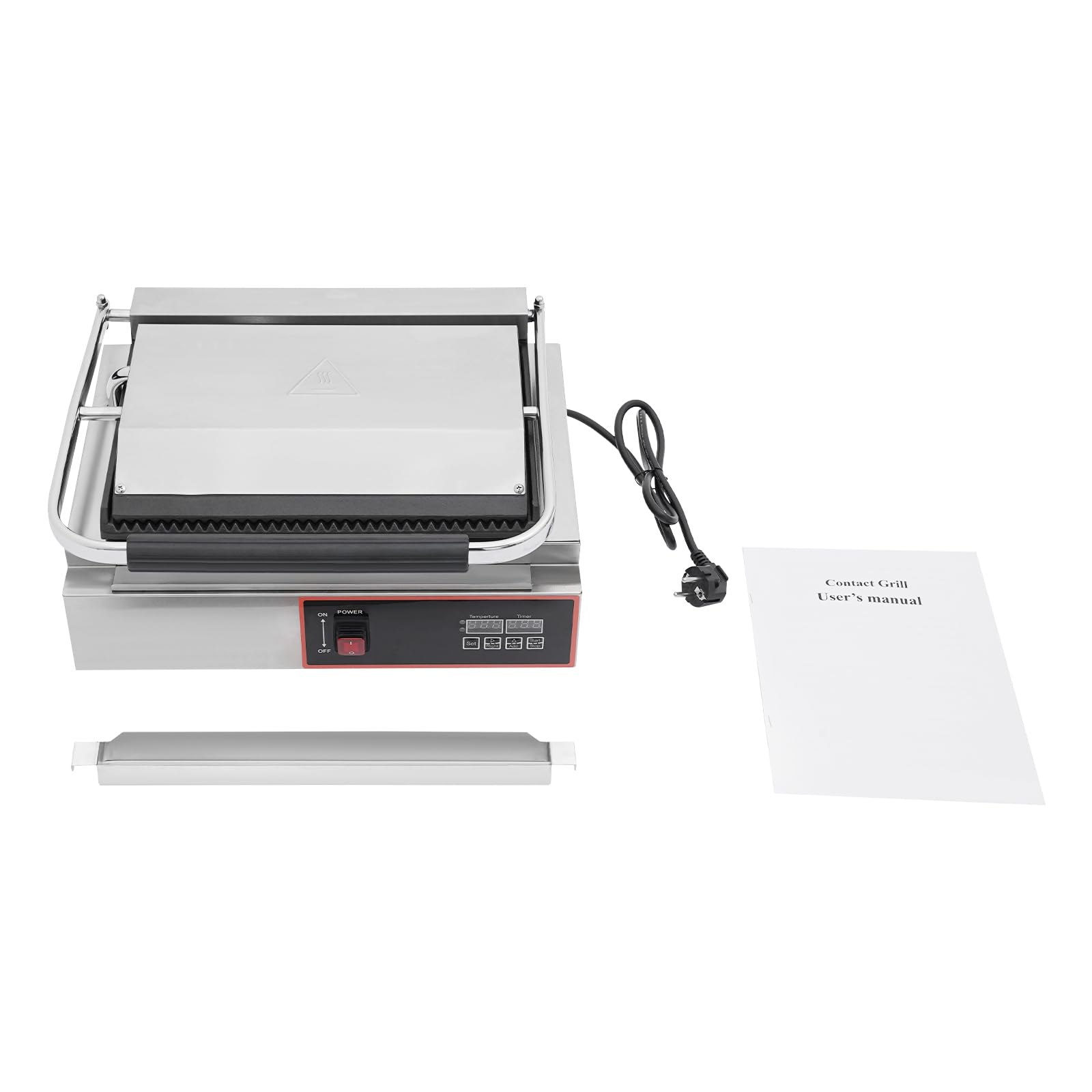 Griglia elettrica a contatto per panini, 2200 W, rivestimento in ceramica, doppia piastra riscaldante con display LED, per hotel, ristorante, caffetteria
