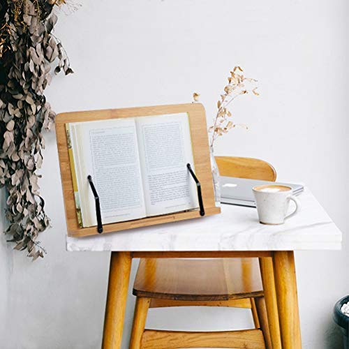 FOCCTS Soporte de Bambú Ajustables Ideal para Leer, Ver Videos, Estudiar,Sostener,Libros de Cocina,Notas Musicales,IPad y Tablet (34*24cm)