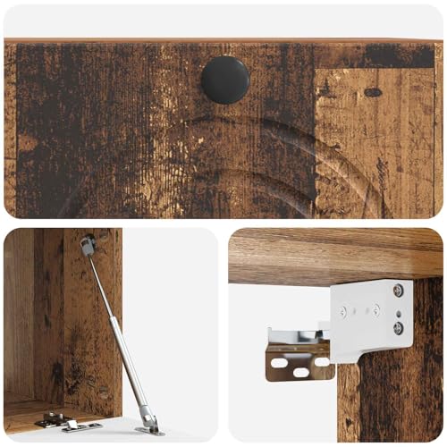 Meuble TV bas suspendu aspect bois vieilli 59,5cm - 8