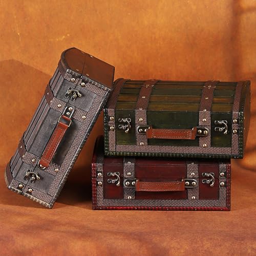 Boîte de rangement en bois objets de collection coffre déco aventure - 7