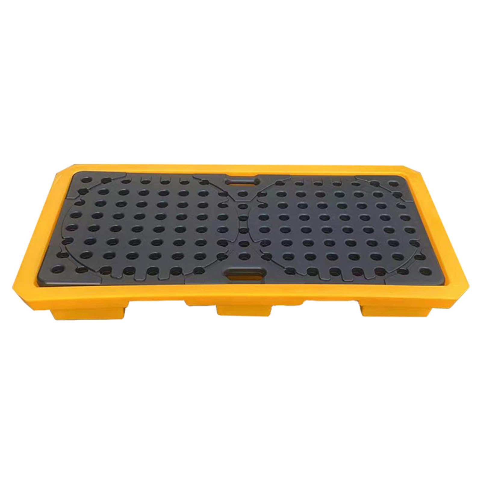 SGKOMN Oil Spill Containment Tray Yellow & Black Modular Polyethylene Platform Leakproof Spill Platform for Warehouses & Factories Stackable Design for Oil Drums, 51.18x26.77x5.91in/130x68x15CM(A)