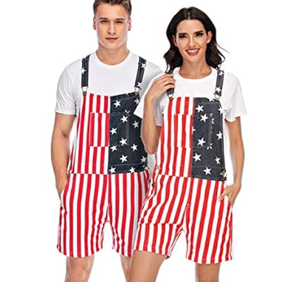 mens american flag overall shorts