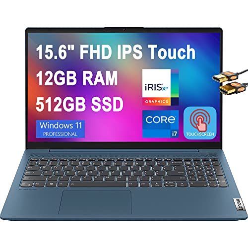 Lenovo-IdeaPad-5-15-Business-Laptop-156-FHD-IPS-Touchscreen-11th-Gen-Intel-Quad-Core-i7-1165G7-12GB-RAM-512GB-SSD-Iris-Xe-Graphics-Backlit-Fingerprint-USB-C-Dolby-Audio-Win11-Pro-Blue-HDMI-Cable