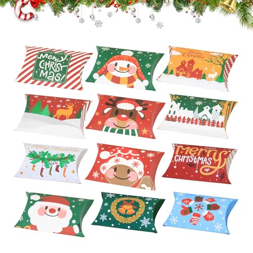FainFun Caja para Galletas de Navidad, 12/24 Cajas Galletas Navidad, Caja para Regalar Magdalenas, Cartón, Como Detalles para Fiestas, Adornos Navideños (24, Z24, Mini)
