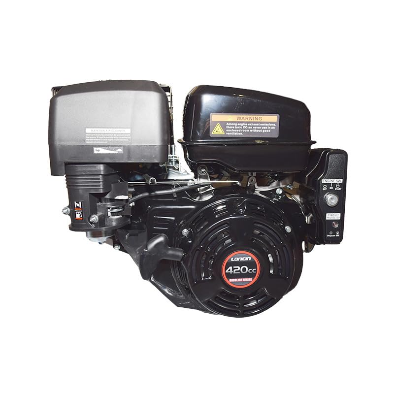 Loncin Motore 420 CC 12,3 HP con Avviamento Elettrico e a Strappo a Benzina 4 Tempi – Albero Orizzontale Conico Ø23 mm – Motore per Rasaerba, Motozappa, Trincia, Generatore