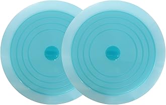V-TOP Tub Stopper 2 Pack, 6 inches Large Silicone Drain Plug Hair Stopper Flat Suction Cover for Kitchen Bathroom and Laundry (Blue Transparent)