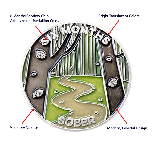 Image of The Achieve Mint 6 Months Sober Token | Six Months Sobriety Chip | Non-AA, Non-Religious Medallions for Men and Women Celebrating Sobriety
