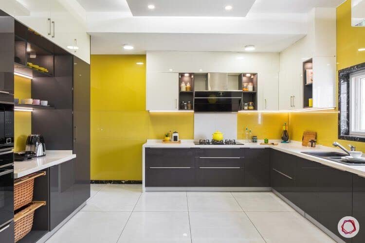Image of HOME13 Yellow Glossy Self Adhesive Wallpaper Removable and Decorative Vinyl Wallpaper for Kitchen Countertop Cabinets Table /Pack of 2 /2 Ft by 12 Ft
