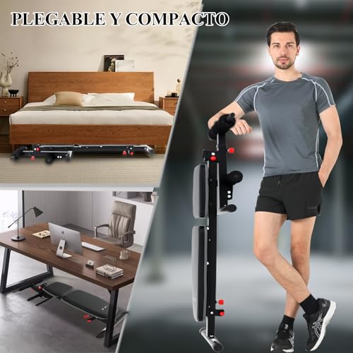 ISE Banco Musculación Plegable con Respaldo Reclinable de 5 Posiciones, Banco Abdominales y musculacion, Banco Pesas Musculación Banco Reclinable Inclinable, Banco Plano,Banco De Musculacion MAX 150KG - imagen 9
