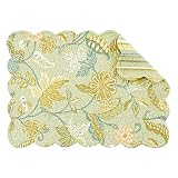 C&F Home Henley Spa Floral Jacobean Cotton Quilted Oblong Rectangular Reversible Machine Washable Pl