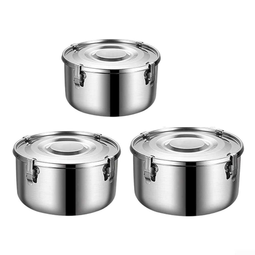Latas de metal 304 a prueba de fugas: juego de fiambreras redondas de acero de alta pureza