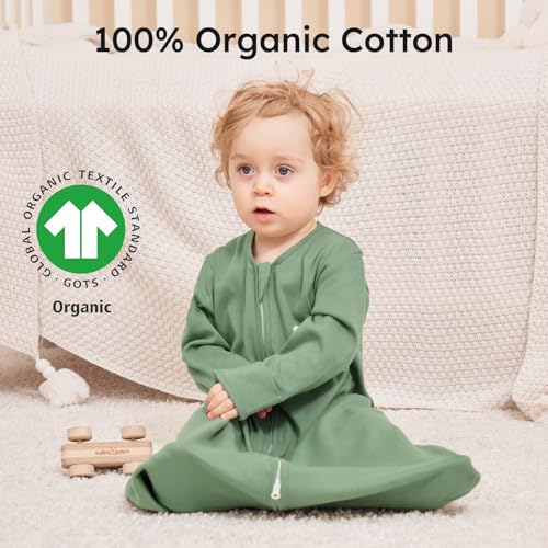 yoofoss baby sleep sack 6-12 months long sleeve wearable blanket baby 100 organic cotton 2-way zipper 05 tog infants sleeping sack lightweightmedium
