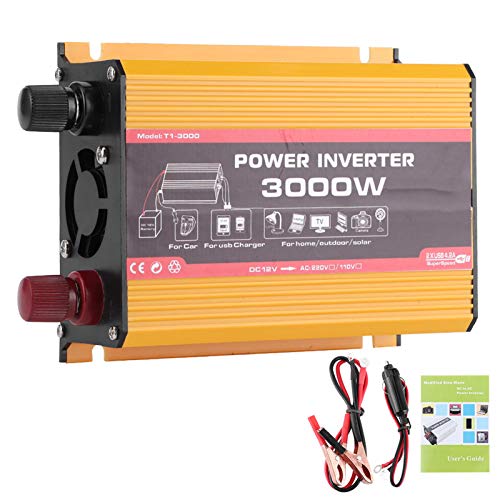 Power Inverter 3000W Converter Auto Dual USB Fast Modified Sine Wave Adapter with Cigarette Lighter (US Plug)