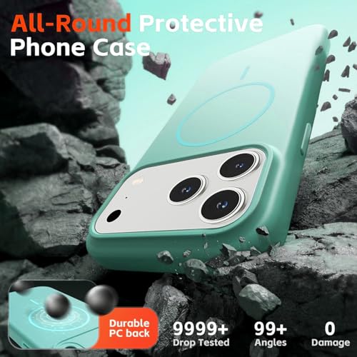 Image of mobistyle Magnetic Silicone Back Cover for iPhone 17 Pro 6.3-Inch, Compatible with Mag-Safe, Silky Soft Touch, Shock Absorbing Phone Cover with Camera Lens Protection (Aqua)