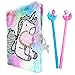 Cahier en Peluche avec Broderie Licorne, Agenda en Peluche, Journal Intime Enfants, Licorne Journal Intime Fille, Journal de Cahier Manuscrit Créatif Licorne, Secret Unicorn Notebook Pour Enfants