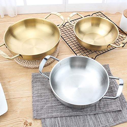 Stainless Steel Paella Pan Seafood Stock Pot Non-Stick Frying Pan Crayfish Seafood Cooking Pan Kitchen Tools (One Color E)