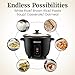 Elite Gourmet Electric Rice Cooker with Steam Tray and Non-Stick Inner Pot Makes Soups, Stews, Grains, Cereals, Keep Warm Feature, 6 Cups Cooked (3 Cups Uncooked), Black
