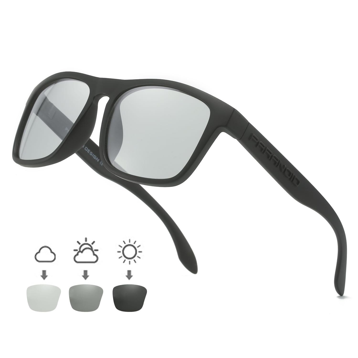 DUBERY Polarized Sunglasses for Men Women UV400 Protection Square Driving Sun Glasses Trendy Shades P8818,Black/Photochromic