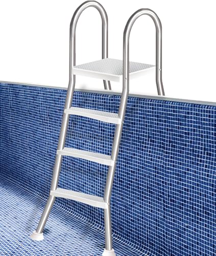Errzom Escalera Estable de 4 Peldaños para Piscinas Elevadas de 135 cm, Escalera de Piscina de Acero Inoxidable 304 de Doble Cara, Carga Máxima de 250 kg para Piscinas al Aire Libre,110cm