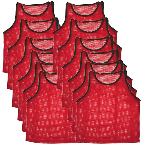 Scrimmage Training Vests Soccer Bibs Adult Set of 12 (Red)