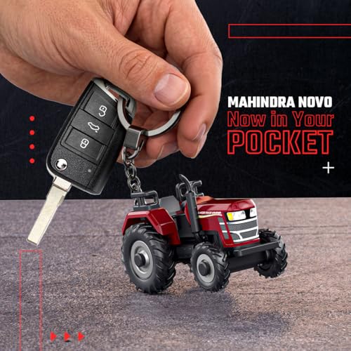 Image of Mahindra Yuvo Tech+ 5850DI Tractor Keychain Toy | Premium Metal Keyring | Realistic Detailed Design | Durable Rubber Tyres | Original Licensed Collectible Mini Model