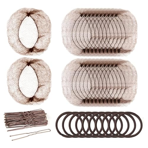 80 Pcs kits de réseautage,30 Pcs brown Filet Cheveux,Filet Chignon Invisible Élastique,Accessoires de Cheveux pour Infirmière,Ballet, Danse,Avec 40 Pcs Pinces à Cheveux & 10 corde à cheveux (Brown)