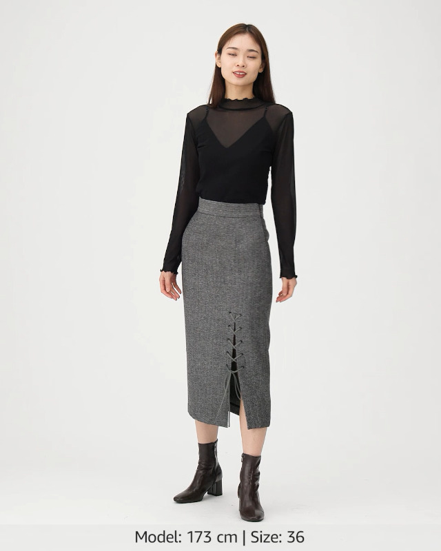 Amazon.co.jp: [コエル] スカート レースアップタイトスカート  