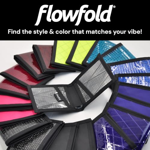Image of Flowfold Vanguard Recycled Sailcloth Bifold Wallet | Slim and Durable with Cash pocket, Two Hidden Card Pockets and Two ID Windows | Holds 10-12 Cards | Minimalist Wallet Made in USA | Blue Sailcloth