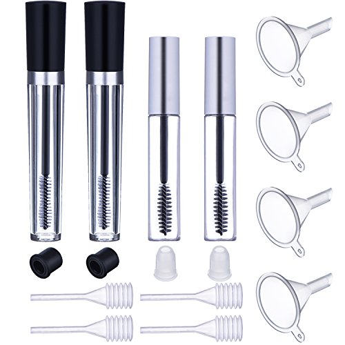 eBoot 8 ml/ 10 ml Empty Mascara Tube Eyelashes Tube Eyelash Cream Container Bottle with Wand Rubber Inserts Funnels Transfer Pipettes for Mascara Castor Oil DIY