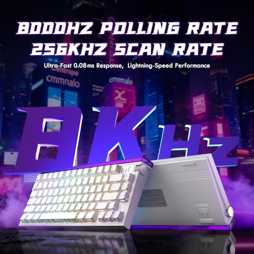 Image of ATTACK SHARK R85HE Wired 75% Hall Effect Rapid Trigger Mechanical RGB Gaming Keyboard with 8K Polling,0.005mm RT Accuracy,0.08MS Latency,Magnetic Switch,5Layer Sound Damped,Driver for PC(WhiteContour)