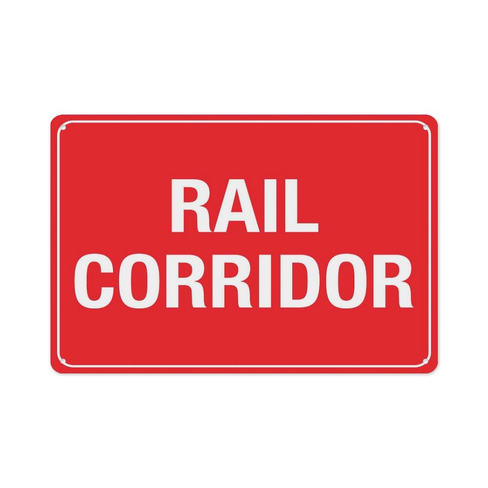peiyeety Rail Corridor Sign Aluminum Tin Warning Signs for Home Outdoor Garden 8X12 Inches
