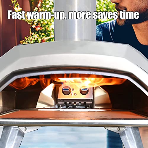 Pizza Oven Cart Table and Gas Burner for Ooni Karu/Fyra 12, with Pizza Topping Station and Gas Converter, Movable Food and Prep Workcart and Pizza Oven Gas Burner