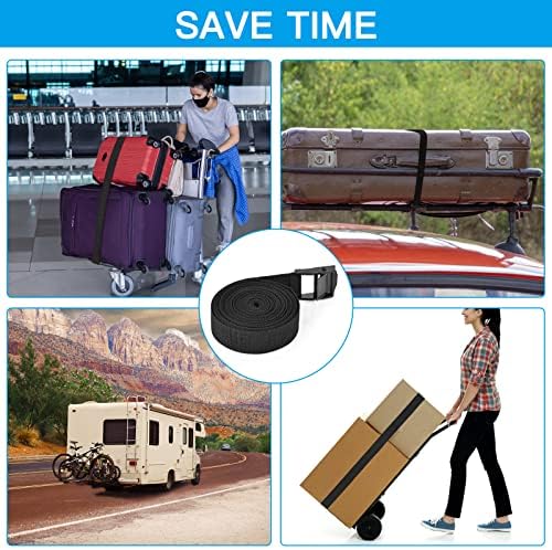 Kshineni 4 Pcs Ratchet Tie Down Straps, 2.5m x 25mm Heavy Duty Lashing Straps Adjustable Black Roof Rack Straps Tensioning Belts with Buckle for Trucks, Cargo, Motorcycle, Trailer, Luggage