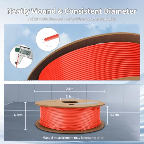 Image of 3DHoJor 3D Printing Filament Basic PLA Filament Bundle 1.75mm Cardboard Spool Dimensional Accuracy + /- 0.03 mm Fit Most 3D FDM Printer 1KG*2 spools-2Pack RGB Red