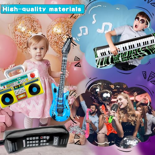 Boom box gonflable et kit d'instruments de musique Rock Star pour accessoires de déguisement