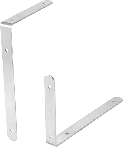 Miniatura 4 de JAPCHET Paquete de 8 soportes de estante en L de 10 x 6 x 1 pulgadas, soporte de estante de acero inoxidable resistente de 90 grados con tornillos,