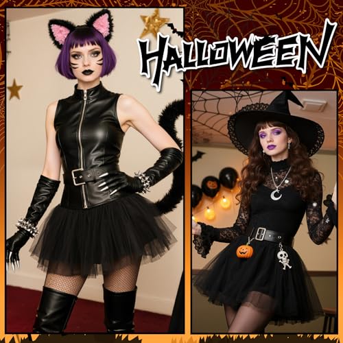 Image of Zando Black Tutu Skirt for Women Halloween Costumes Adults Witch Skirt Black Tulle Skirt Classic Layered Dress Tutus for Women Black Mini Skirt Witch Dress Halloween Tutu Black Tutu One Size