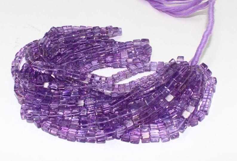 Perles cubiques améthyste naturelle 4-5mm pour collier et bracelet DIY